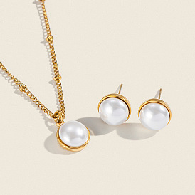 Минималистичные 304 полукруглые подвески из нержавеющей стали и искусственного жемчуга, ожерелья-спутники для женщин, белые