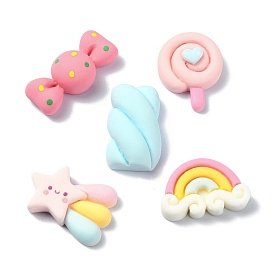 Dessert Theme Opaque Resin Decoden Cabochons, Imitation Food, Candy/Lollipop/Rainbow, Mixed Shapes
