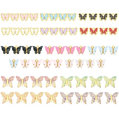 Acrylic & Alloy Charms, with Light Gold Plated Alloy Findings, Butterfly