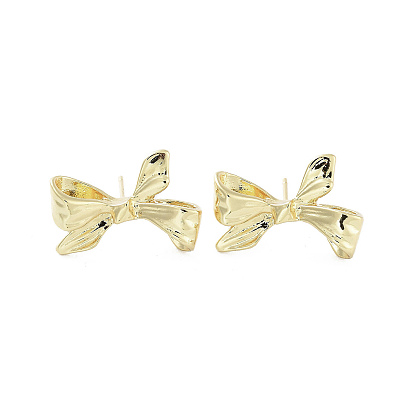 Bowknot Brass Stud Earrings, Long-Lasting Plated, Lead Free & Cadmium Free