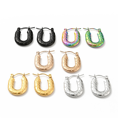 304 Stainless Steel Rectangle Chunky Hoop Earrings for Women