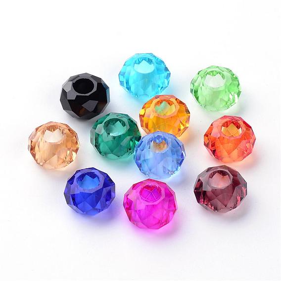 Glass European Beads, Large Hole Beads, No Metal Core, Rondelle
