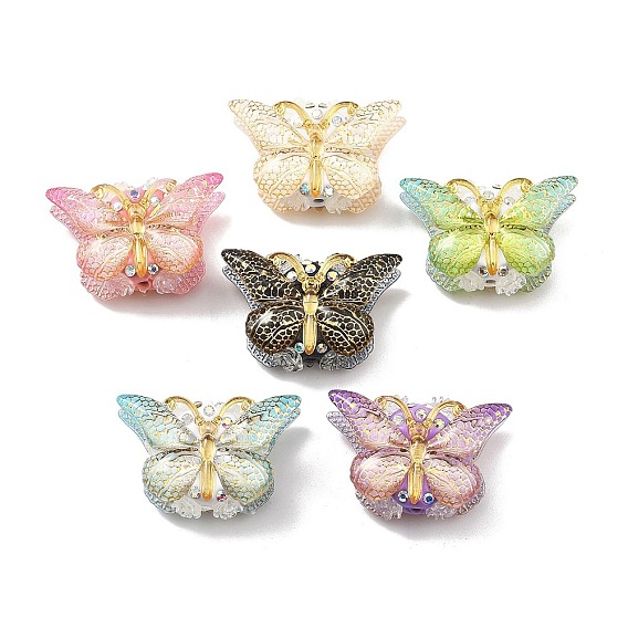 Бусины со стразами, полимерная глина , бабочка акриловые двухсторонние декоративные бусины, для ювелирных изделий diy, брелки и ручки с бусинами