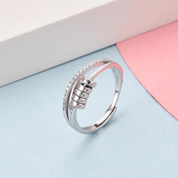 925 регулируемые кольца для женщин из стерлингового серебра с микропаве из прозрачных кубических цирконий, с печатью s925