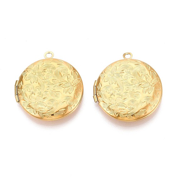 304 подвески из нержавеющей стали Locket, фоторамки, плоско-круглые, ионное покрытие (ip)