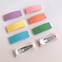 Frosted Plastic Snap Hair Clips, with Metal Clip, for Women and Girls, Waved Rectangle