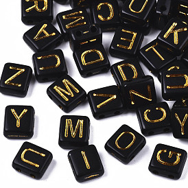 Acryliques liens multi-brin opaques, rectangle avec la lettre, mélange de lettres, noir