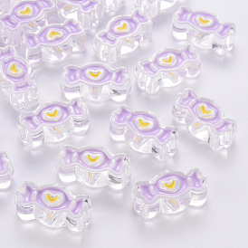 Transparent Acrylic Beads, with Enamel, Candy