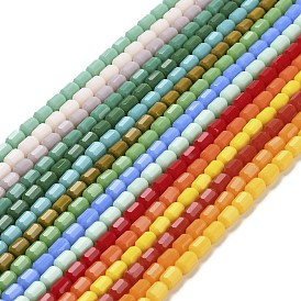 Opaque Glass Beads Strands, Faceted Barrel
