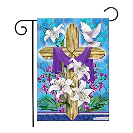 Cross Pattern Garden Flag for Religion, Double Sided Linen House Flags, for Home Garden Yard Office Decorations