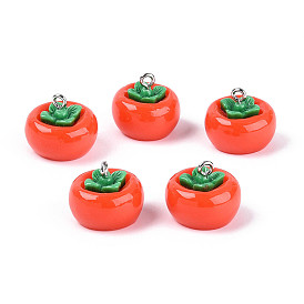 Непрозрачные подвески смолы, очарование хурмы, с платиново-железными петлями