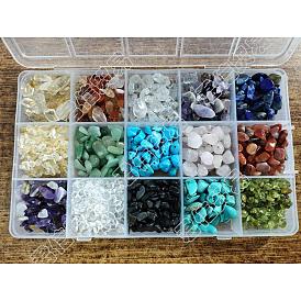 225g 15 Stil natürliche und synthetische gemischte Splitterstein-Set für DIY-Schmuckherstellung