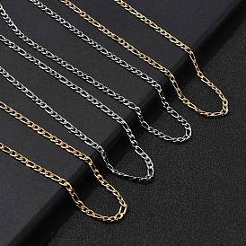 3.8мм 304 ожерелья из нержавеющей стали в виде цепочки Фигаро для женщин, вакуумное покрытие pvd