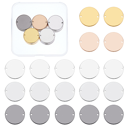 Гладкие латунные звенья, с 2 отверстием, плоско-круглые