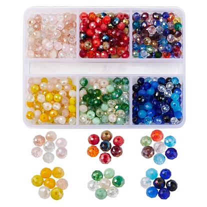 660Pcs 6 Style Electroplate Glass Beads Strands, Faceted, Rondelle