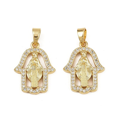 Латунные микро проложить кубического циркония подвески, амулет в виде руки хамсы и Девы Марии, без кадмия и без свинца, стойки покрытие, долговечный