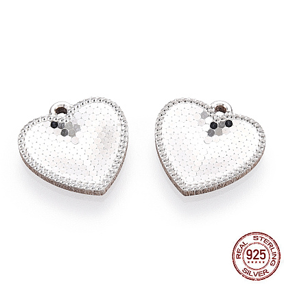 925 Sterling Silver Charms, Heart, for Valentine's Day