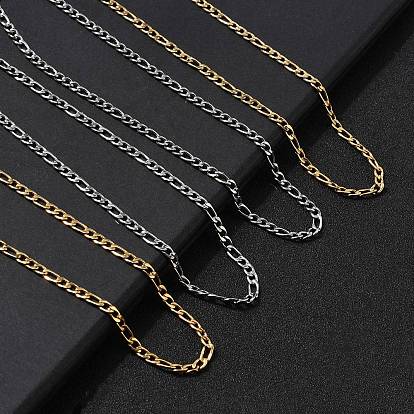 3.8мм 304 ожерелья из нержавеющей стали в виде цепочки Фигаро для женщин, вакуумное покрытие pvd