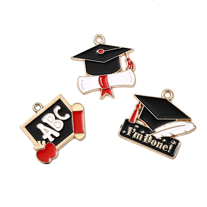 Подвески из сплава с эмалью выпускного сезона, подвеска в виде доски и выпускной шапочки, золотой свет