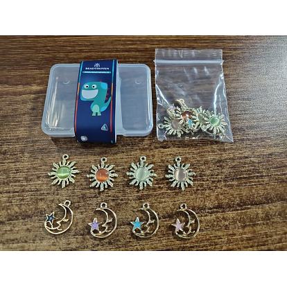 16pcs 8 styles pendentifs œil de chat en alliage