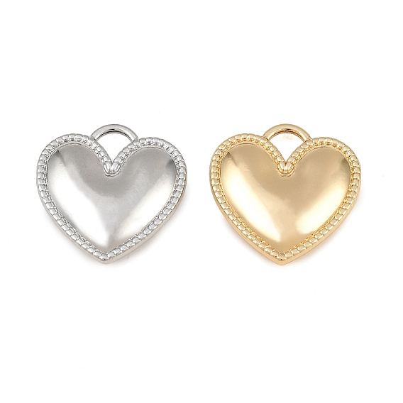 Alloy Pendants, Heart Charms, Rack Plating, Cadmium Free & Lead Free