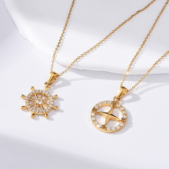 304 ожерелье из нержавеющей стали с подвеской в виде шлема и кристаллами горного хрусталя