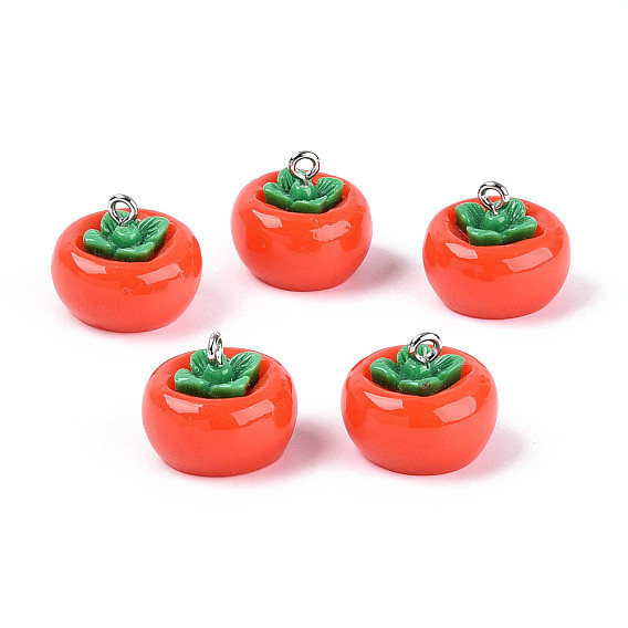 Непрозрачные подвески смолы, очарование хурмы, с платиново-железными петлями