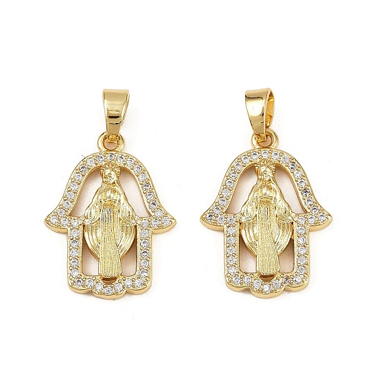 Латунные микро проложить кубического циркония подвески, амулет в виде руки хамсы и Девы Марии, без кадмия и без свинца, стойки покрытие, долговечный