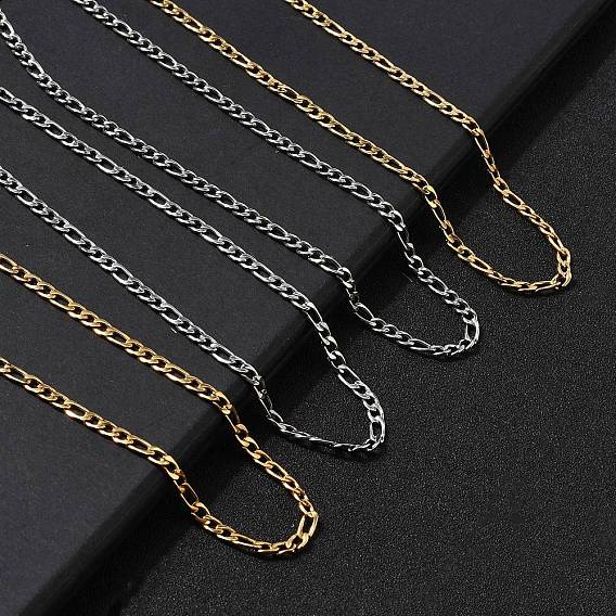 3.8мм 304 ожерелья из нержавеющей стали в виде цепочки Фигаро для женщин, вакуумное покрытие pvd