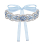 1Pc Rhinestone Eye Polyester Belts for Dress, Light Sky Blue