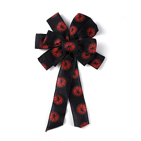 Decoración de exhibición de bowknot de poliéster con patrón de araña, con lazo, para halloween