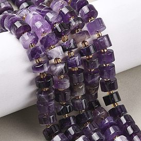 Нити из натуральных полосатых аметистовых бусин, колонка, с бисером