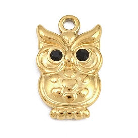 Животные 304 подвески из нержавеющей стали, сова прелести, со стразами