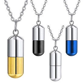 Stainless Steel Pendant Necklaces, Oval Urn Ashes Necklaces