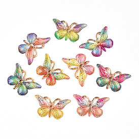 Подвески из прозрачного акрила с печатью, золотой металл обвитыми, бабочка