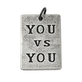 304 подвески из нержавеющей стали, с целью перехода в кольце, прямоугольник со словом ты против тебя очарование