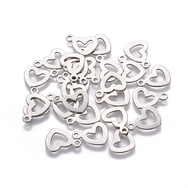 304 Stainless Steel Open Heart Charms, Hollow