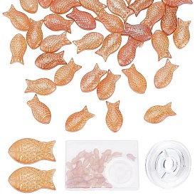 Набор для самостоятельного изготовления браслета из бисера в виде рыбки, в том числе шарики из матового гальванического стекла, эластичная нить