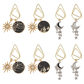 8шт. 4 стили скрепки из углеродистой стали, с подвеской из сплава эмали и страз, звезда и луна