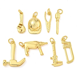 Rack Plating Brass Pendants, with Jump Ring, Lead Free & Cadmium Free, Long-Lasting Plated