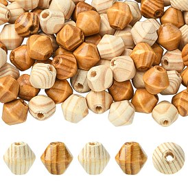 100Pcs 2 Colors Bicone Unfinished Natural Wood Beads, Wooden Beads, Lead Free