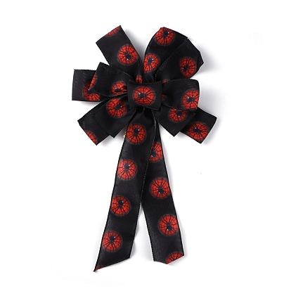 Decoración de exhibición de bowknot de poliéster con patrón de araña, con lazo, para halloween
