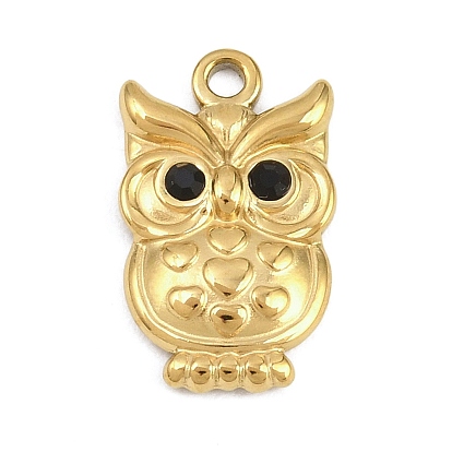 Животные 304 подвески из нержавеющей стали, сова прелести, со стразами