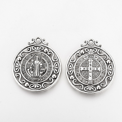 Сплавочные подвески тибетского стиля, плоско-круглые, без кадмия и без свинца, cssmlndsmd крест бог отец религиозный кулон христианства