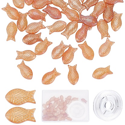 Набор для самостоятельного изготовления браслета из бисера в виде рыбки, в том числе шарики из матового гальванического стекла, эластичная нить