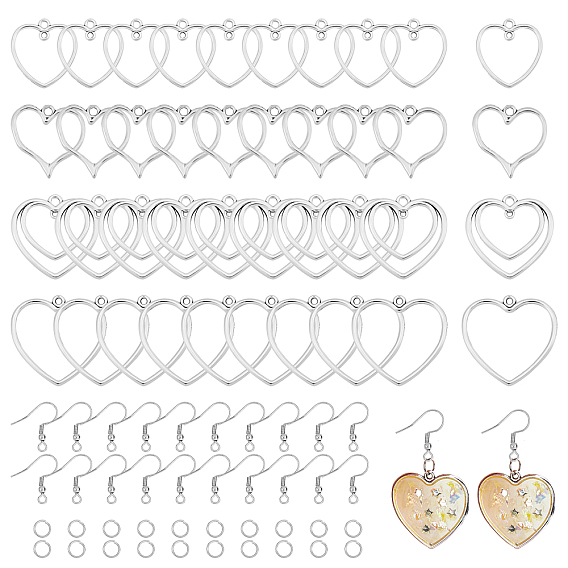 CHGCRAFT DIY Wire Wrap Heart Drop Earring Making Set, Include Alloy Pendants, Iron Earring Hooks & Jump Rings