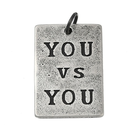 304 подвески из нержавеющей стали, с целью перехода в кольце, прямоугольник со словом ты против тебя очарование