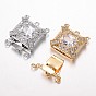 Латунь кубического циркония коробка застежками, без кадмия, без никеля и без свинца, прямоугольные, 25x21.5x7 мм, Отверстие: 1.5 & 2.5 мм