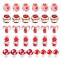 38Pcs 7 Style Handmade Luminous Inner Flower Lampwork Beads, Round & Mushroom & Heart