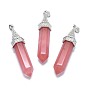 Gemstone Pointed Pendants, with Alloy Findings, Bullet